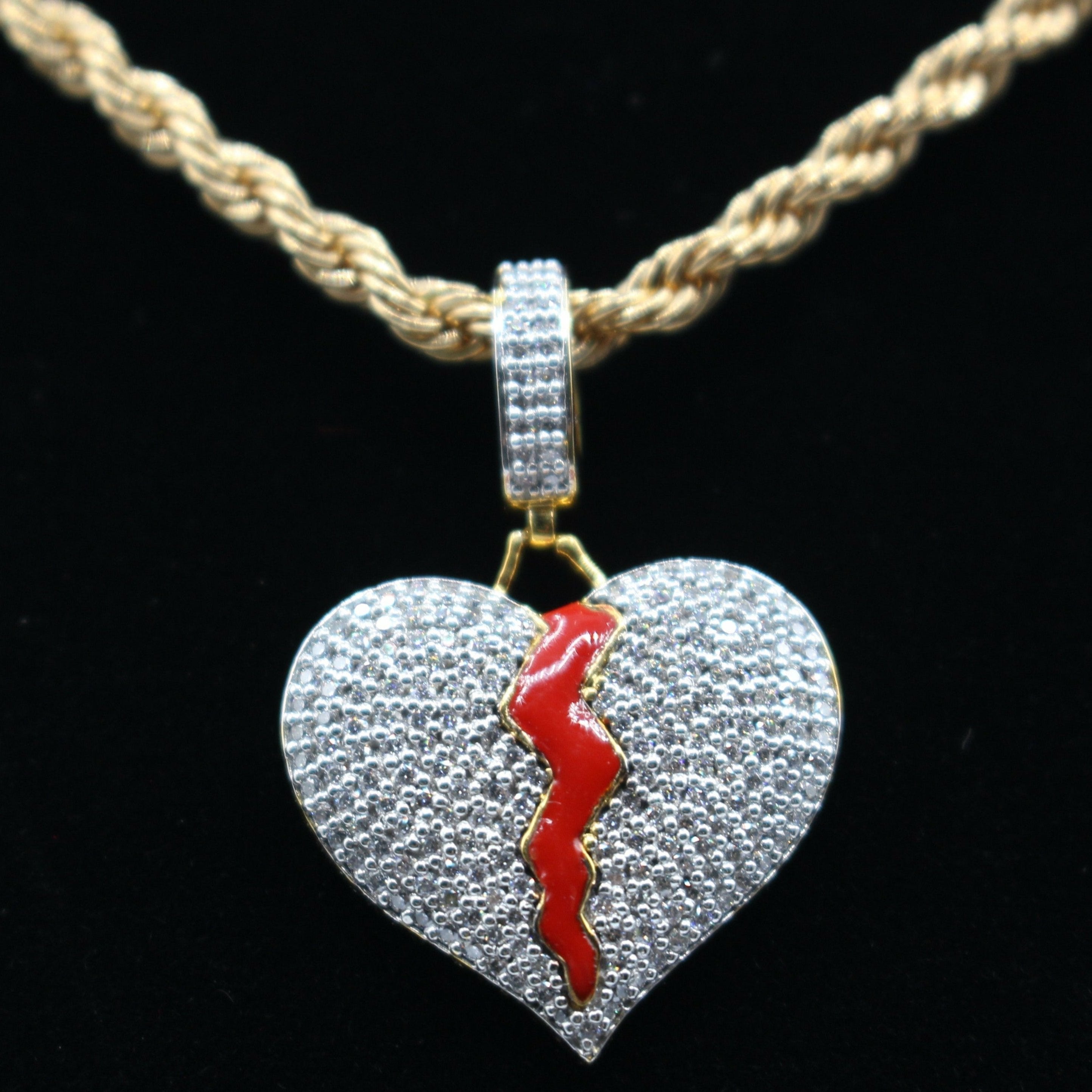 Moissanite Broken Heart Pendant